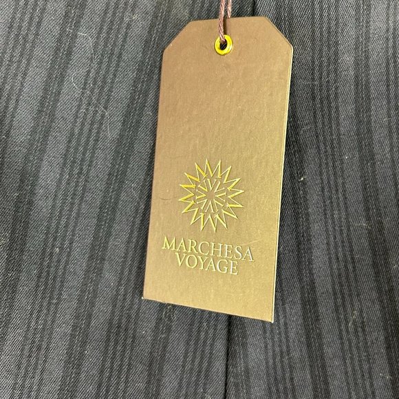 NEW - Marchesa Voyage Midnight Blue Mid Rise Striped Straight Pants Quite Luxury - Picture 11 of 14